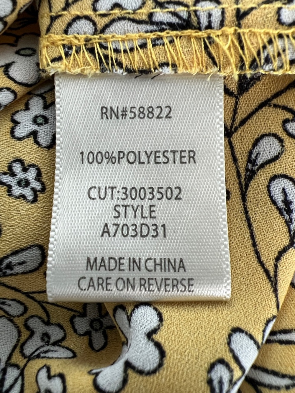 Max Studio Mustard Floral Tie-Neck Peasant Office Blouse Style #A703D31 Size L - Picture 13 of 17